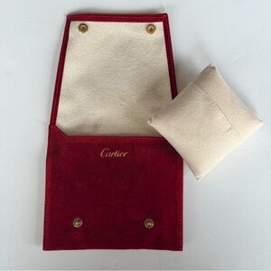 Cartier Red Jewelry Pouch with Cream Pillow